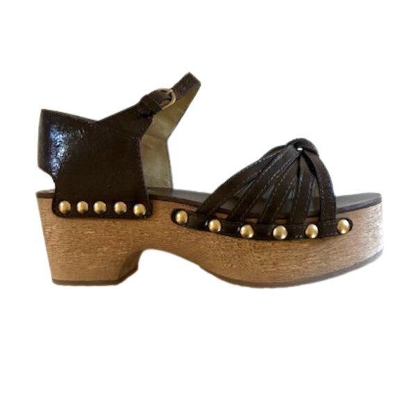CHANEL Dark Brown Leather Platform Clog Sandals | 2.75” Heel | Size 39 - Picture 2 of 15